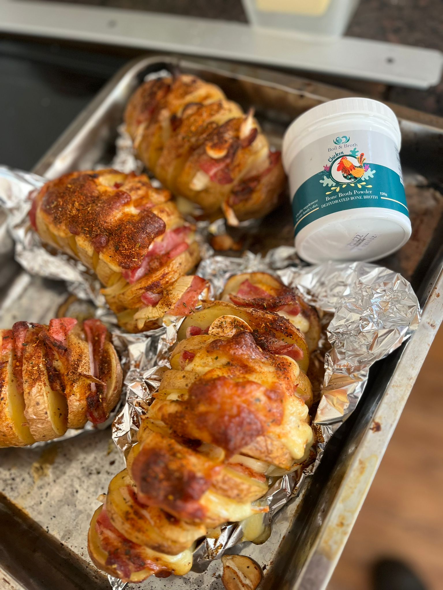 Bone Broth Baked Potatoes